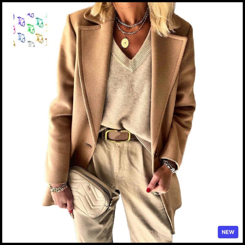 Wool Blazer Peacoat Business Casual Chic Classic Elegant Office Wear - Picture 1 of 6